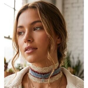 Handmade rustic choker necklace with locket charm